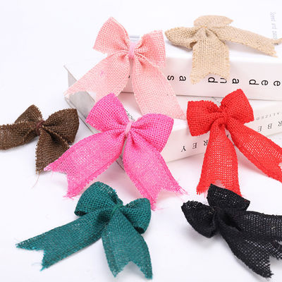 8cm*11cm Jute Ribbon Bow Green Rose Διακοσμητικό Burlap Ribbon Bow