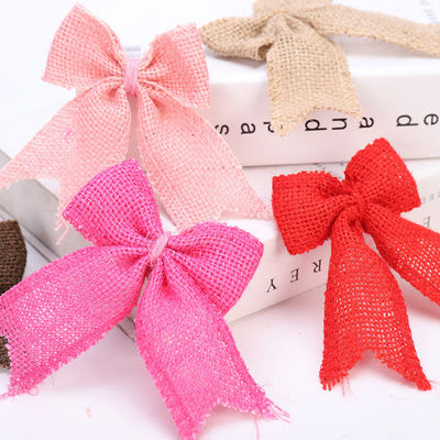 8cm*11cm Jute Ribbon Bow Green Rose Διακοσμητικό Burlap Ribbon Bow