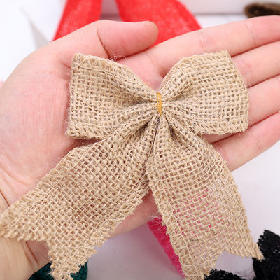 8cm*11cm Jute Ribbon Bow Green Rose Διακοσμητικό Burlap Ribbon Bow