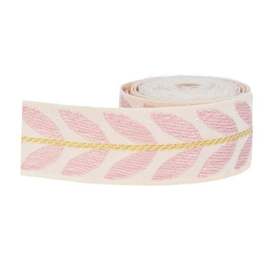 25mm*2y Jacquard Leaf Ribbon Eco Friendly Χριστουγεννιάτικη κορδέλα με σύρμα