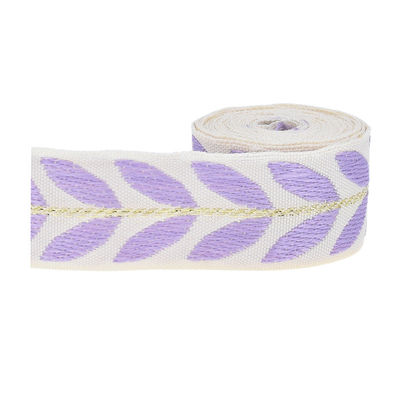 25mm*2y Jacquard Leaf Ribbon Eco Friendly Χριστουγεννιάτικη κορδέλα με σύρμα