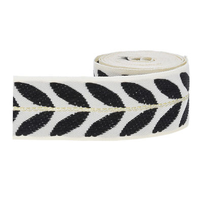 25mm*2y Jacquard Leaf Ribbon Eco Friendly Χριστουγεννιάτικη κορδέλα με σύρμα