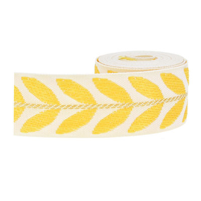 25mm*2y Jacquard Leaf Ribbon Eco Friendly Χριστουγεννιάτικη κορδέλα με σύρμα