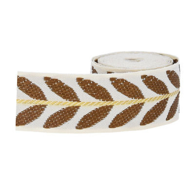 25mm*2y Jacquard Leaf Ribbon Eco Friendly Χριστουγεννιάτικη κορδέλα με σύρμα