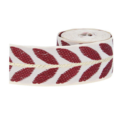 25mm*2y Jacquard Leaf Ribbon Eco Friendly Χριστουγεννιάτικη κορδέλα με σύρμα