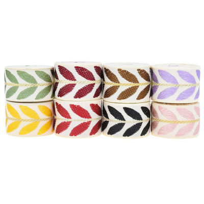 25mm*2y Jacquard Leaf Ribbon Eco Friendly Χριστουγεννιάτικη κορδέλα με σύρμα