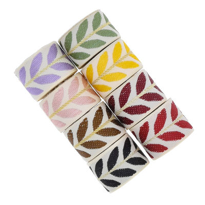 25mm*2y Jacquard Leaf Ribbon Eco Friendly Χριστουγεννιάτικη κορδέλα με σύρμα