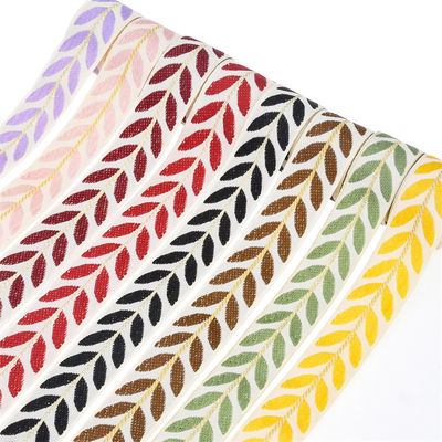 25mm*2y Jacquard Leaf Ribbon Eco Friendly Χριστουγεννιάτικη κορδέλα με σύρμα
