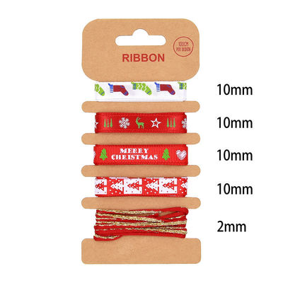ODM Polyester Ribbon 2mm 10mm 15mm Χριστουγεννιάτικο δώρο περιτύλιξη κορδέλα