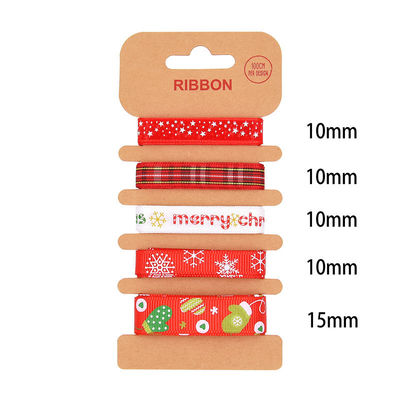 ODM Polyester Ribbon 2mm 10mm 15mm Χριστουγεννιάτικο δώρο περιτύλιξη κορδέλα