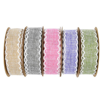 25mm * 10y Burlap Ribbon Rolls Weave Edge 2.5cm Burlap Τριμ By The Yard (Περιγραφή)