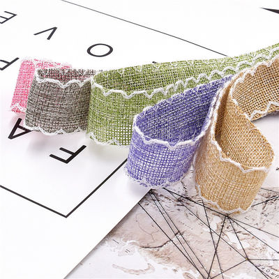 25mm * 10y Burlap Ribbon Rolls Weave Edge 2.5cm Burlap Τριμ By The Yard (Περιγραφή)