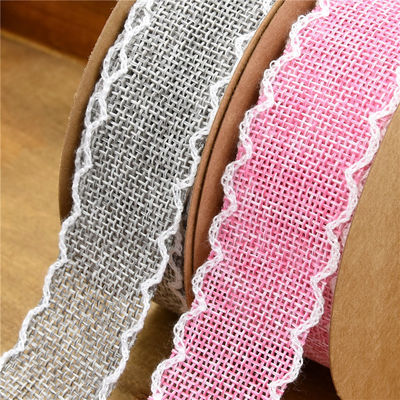 25mm * 10y Burlap Ribbon Rolls Weave Edge 2.5cm Burlap Τριμ By The Yard (Περιγραφή)