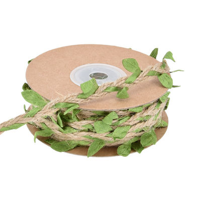 Πίνακα με σκούρο πράσινο φύλλο 2mm-15mm*10y Jute Wired Ribbon