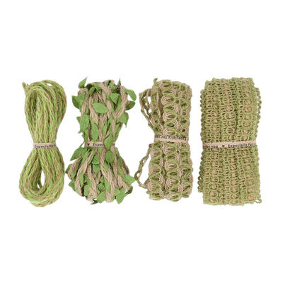 Πίνακα με σκούρο πράσινο φύλλο 2mm-15mm*10y Jute Wired Ribbon