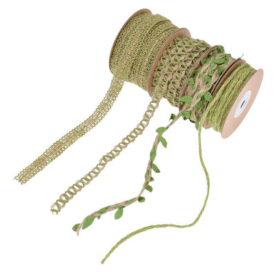 Πίνακα με σκούρο πράσινο φύλλο 2mm-15mm*10y Jute Wired Ribbon