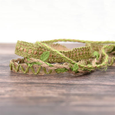 Πίνακα με σκούρο πράσινο φύλλο 2mm-15mm*10y Jute Wired Ribbon