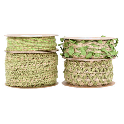 Πίνακα με σκούρο πράσινο φύλλο 2mm-15mm*10y Jute Wired Ribbon