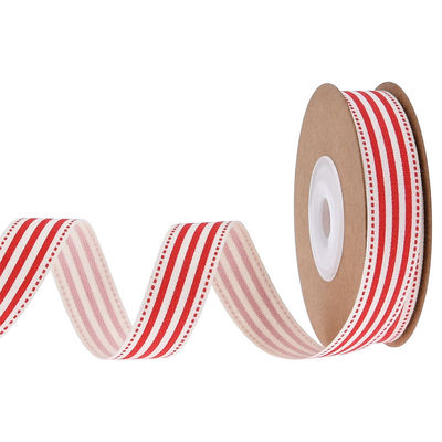 15mm*3y Χριστουγεννιάτικο δώρα ταινία Τυπωμένη λευκή βαμβακερή ταινία για δώρα