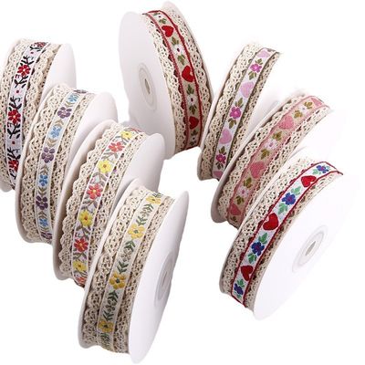 2.5cm Δαντέλα με άκρη Flroal Jacquard Ribbon Gift Packing Polyester Ribbon για συσκευασία