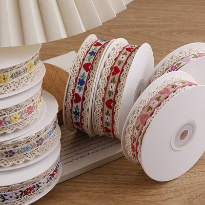 2.5cm Δαντέλα με άκρη Flroal Jacquard Ribbon Gift Packing Polyester Ribbon για συσκευασία