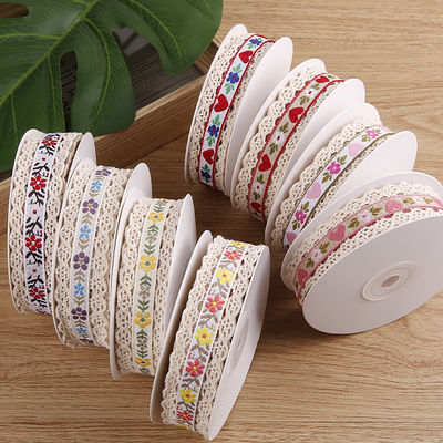 2.5cm Δαντέλα με άκρη Flroal Jacquard Ribbon Gift Packing Polyester Ribbon για συσκευασία