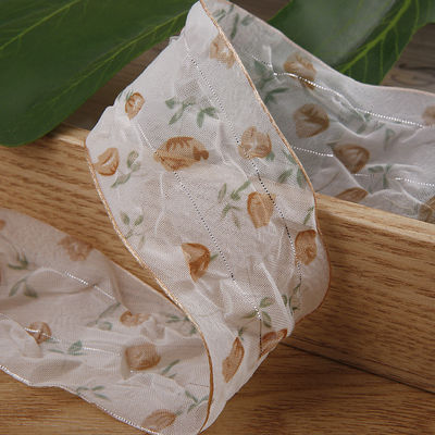 40mm 50mm Organza Ribbon με Floral Printed Polyester Ribbon OEM Eco Friendly