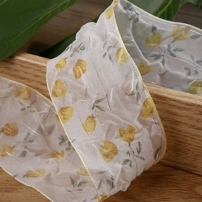 40mm 50mm Organza Ribbon με Floral Printed Polyester Ribbon OEM Eco Friendly