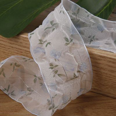 40mm 50mm Organza Ribbon με Floral Printed Polyester Ribbon OEM Eco Friendly