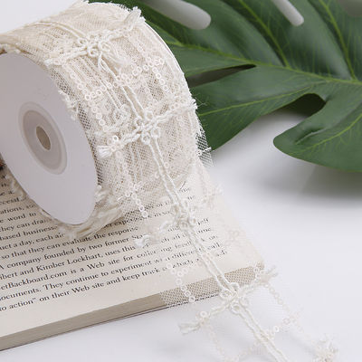 50mm Shinny Polyester Mesh Ribbon με λουλούδια Jacquard Ribbon
