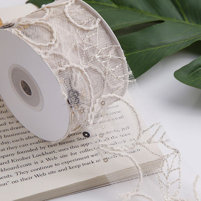 50mm Shinny Polyester Mesh Ribbon με λουλούδια Jacquard Ribbon