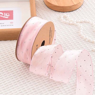 4cm*18m Λάμψη Διαμαντιού Πολυεστέρας Ρίμπαν Οργάνου Υψηλής Ποιότητας Ρίμπαν Δώρου