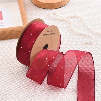 4cm*18m Λάμψη Διαμαντιού Πολυεστέρας Ρίμπαν Οργάνου Υψηλής Ποιότητας Ρίμπαν Δώρου