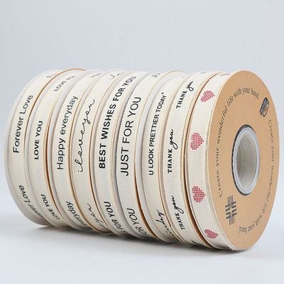 13mm Wholesale Logo Βαμβακερή κορδέλα Λογοτεχνικό στυλ Λουλούδια συσκευασία Κουτί δώρων Διακόσμηση κορδέλα Κέικ μπουκέτο