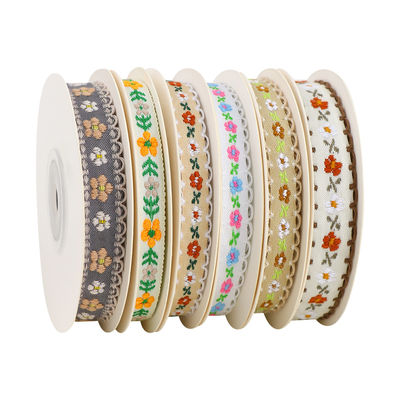 15mm*50y Pastoral Floral Cotton Ribbon Baking Cake Ribbon Bow DIY Material Decoration Ribbon Flower Bouquet Συσκευή