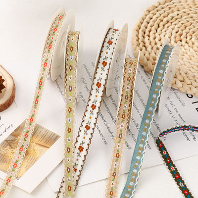 15mm*50y Pastoral Floral Cotton Ribbon Baking Cake Ribbon Bow DIY Material Decoration Ribbon Flower Bouquet Συσκευή