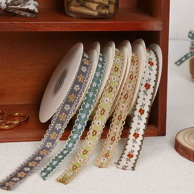 15mm*50y Pastoral Floral Cotton Ribbon Baking Cake Ribbon Bow DIY Material Decoration Ribbon Flower Bouquet Συσκευή