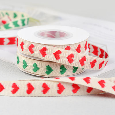 16mm*9m Heart Pattern Jacquard Cotton Ribbon για ρούχα και αξεσουάρ