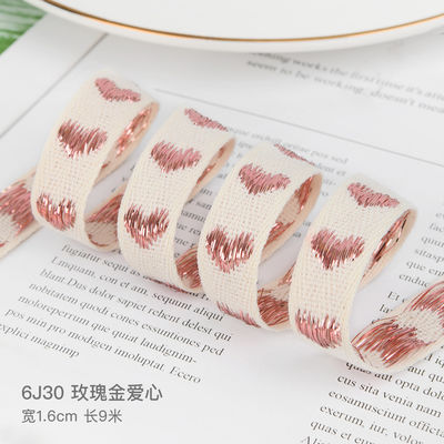 16mm*9m Heart Pattern Jacquard Cotton Ribbon για ρούχα και αξεσουάρ
