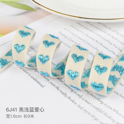 16mm*9m Heart Pattern Jacquard Cotton Ribbon για ρούχα και αξεσουάρ