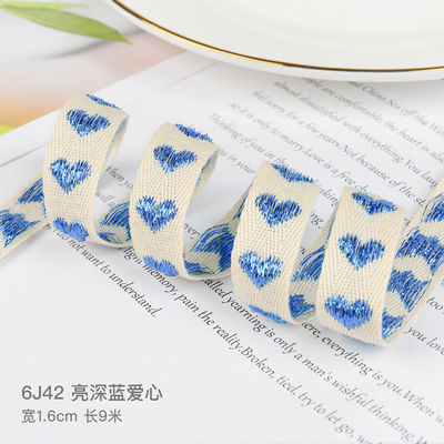 16mm*9m Heart Pattern Jacquard Cotton Ribbon για ρούχα και αξεσουάρ