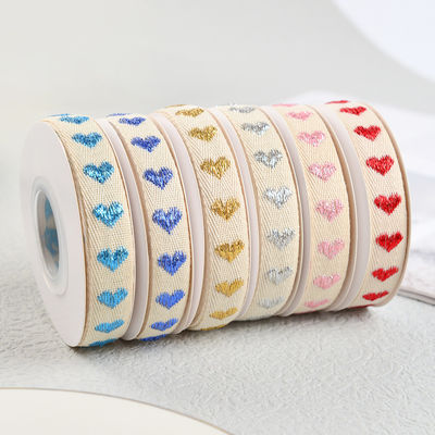 16mm*9m Heart Pattern Jacquard Cotton Ribbon για ρούχα και αξεσουάρ