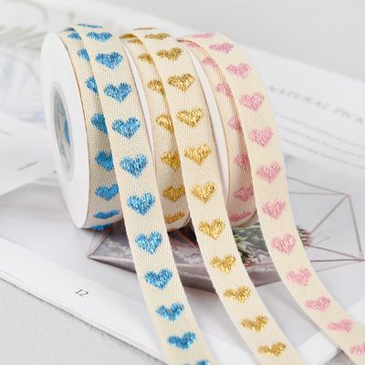 16mm*9m Heart Pattern Jacquard Cotton Ribbon για ρούχα και αξεσουάρ