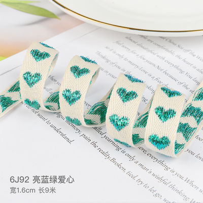 16mm*9m Heart Pattern Jacquard Cotton Ribbon για ρούχα και αξεσουάρ